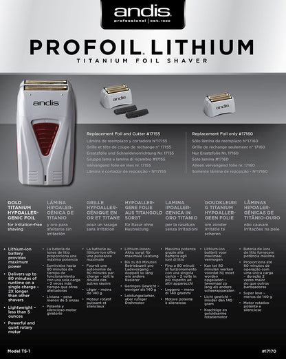 Andis Professional ProFoil Lithium Titanium Foil Shaver