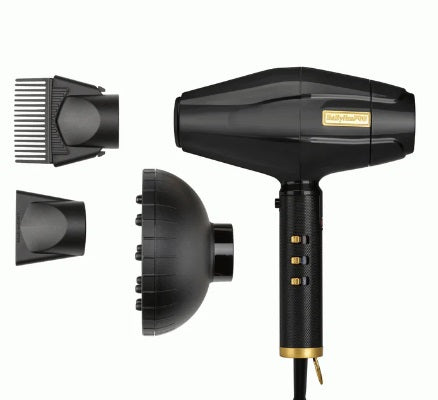 BabylissPRO Black FX High Performance Turbo Hair Blow Dryer (Black & Gold)